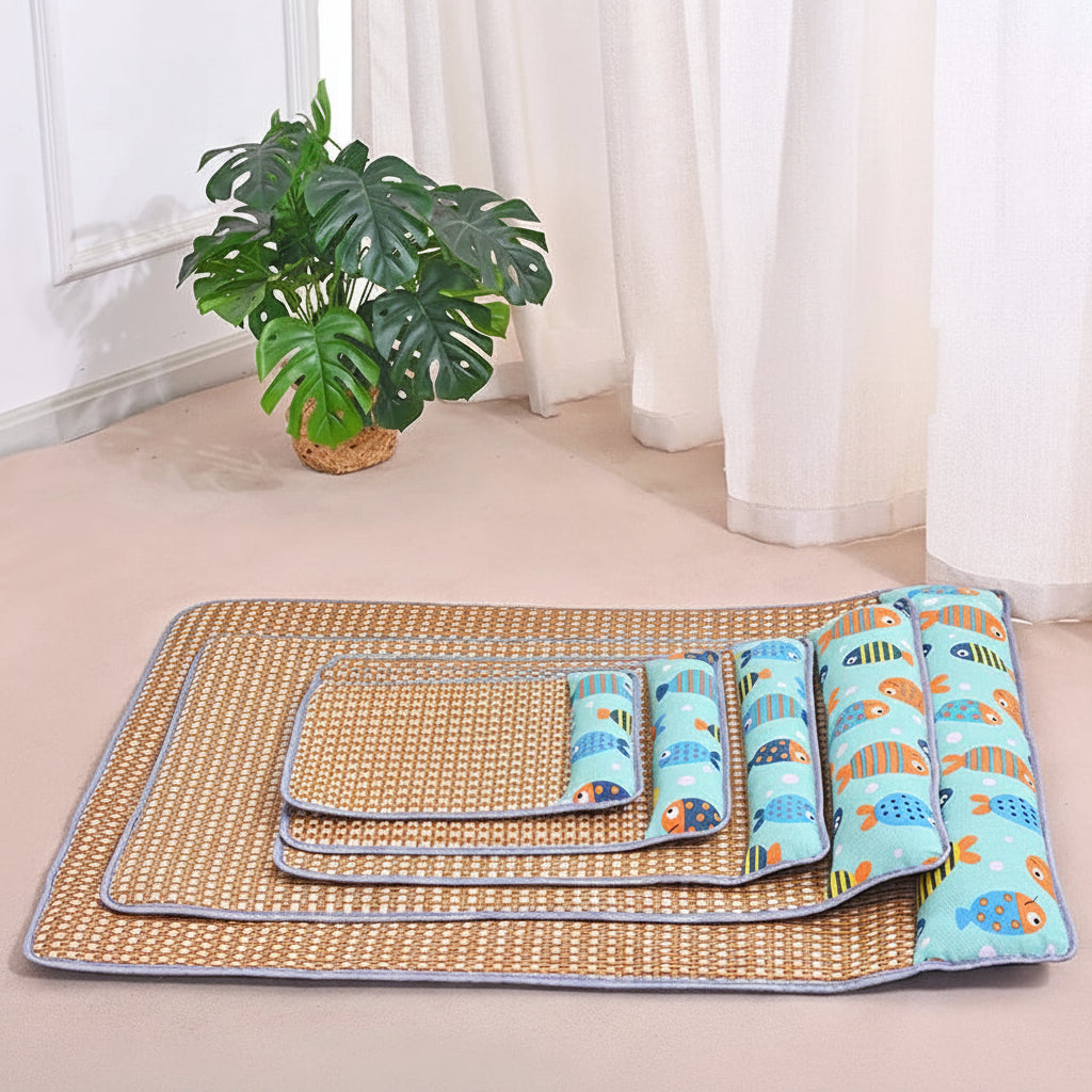 Tapis Rafraîchissant avec Oreiller pour Chat et Chien – Lit & Couchage Été