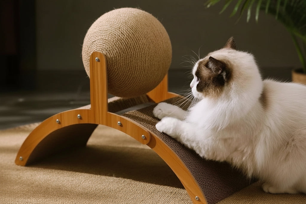 Griffoir Lapin 2-en-1 pour Chat – Boule à Gratter & Jouet Interactif