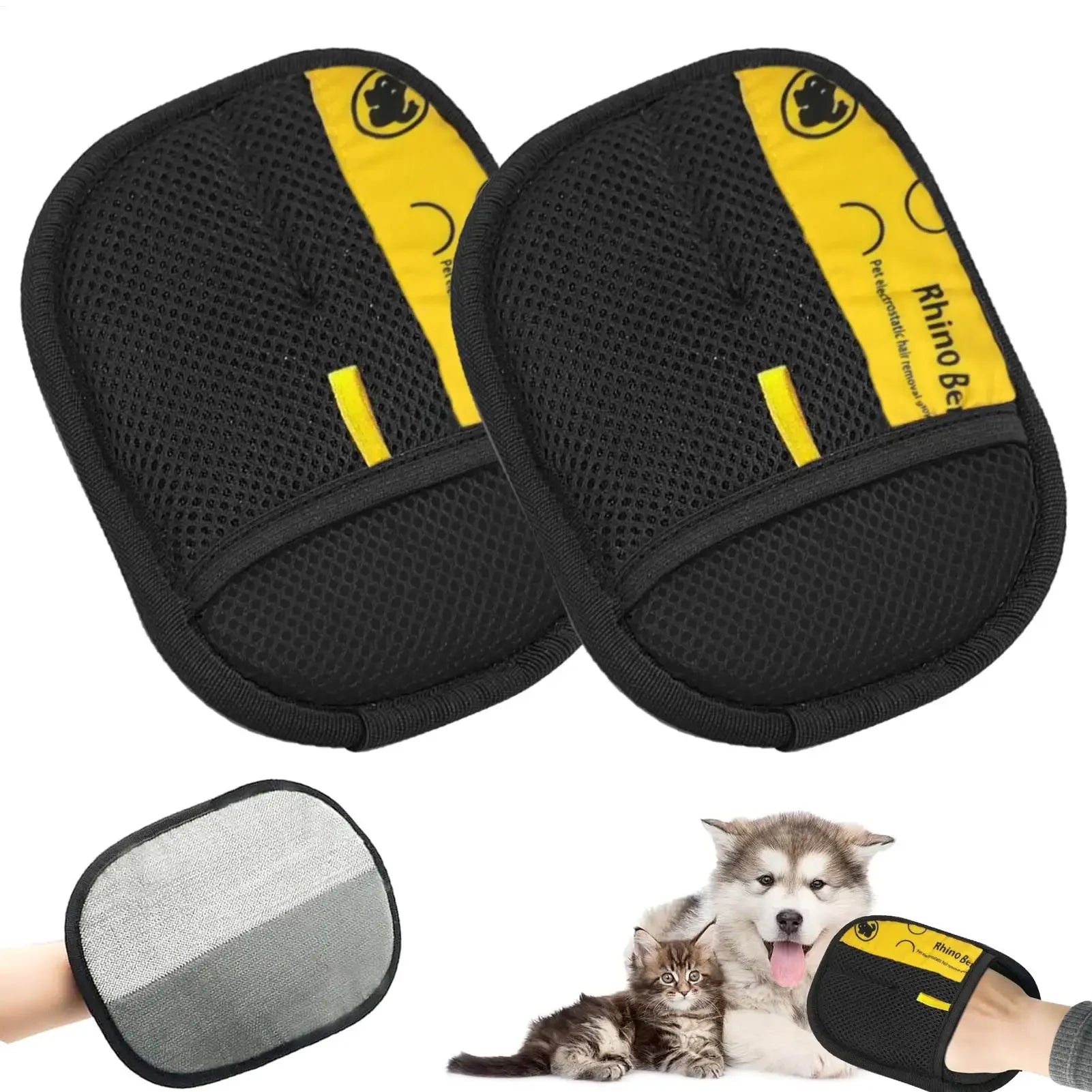 Gants de Toilettage Double Face Anti-Poils pour Chien et Chat