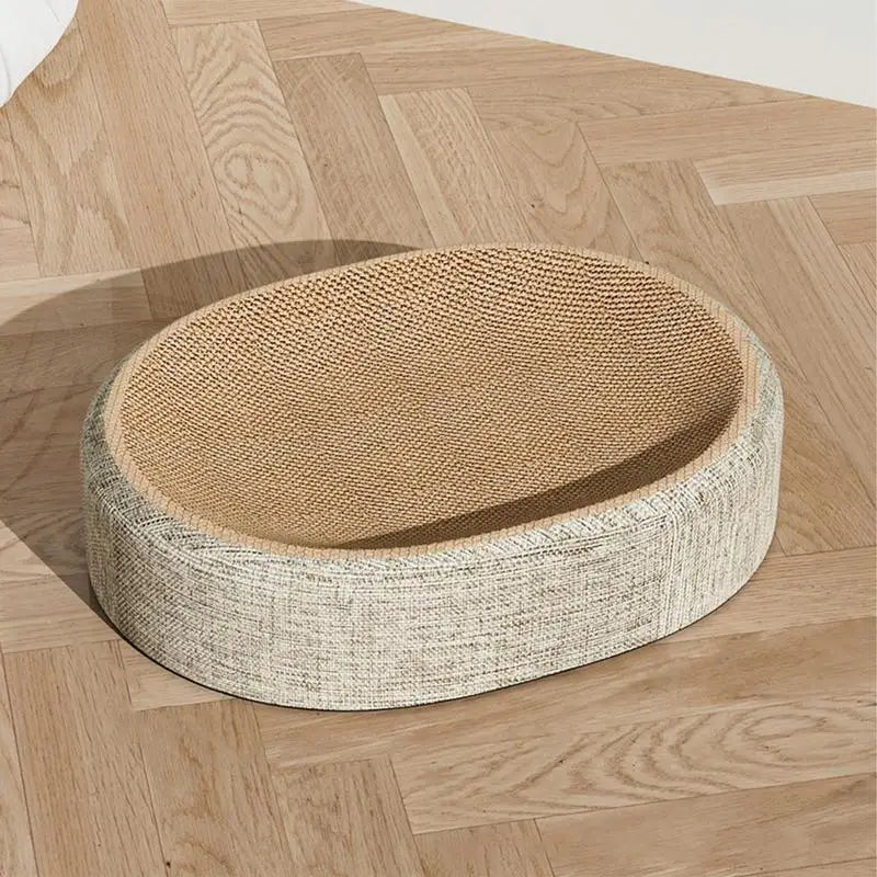 Griffoir Ovale en Sisal pour Chat – Lit & Grattoir 2-en-1