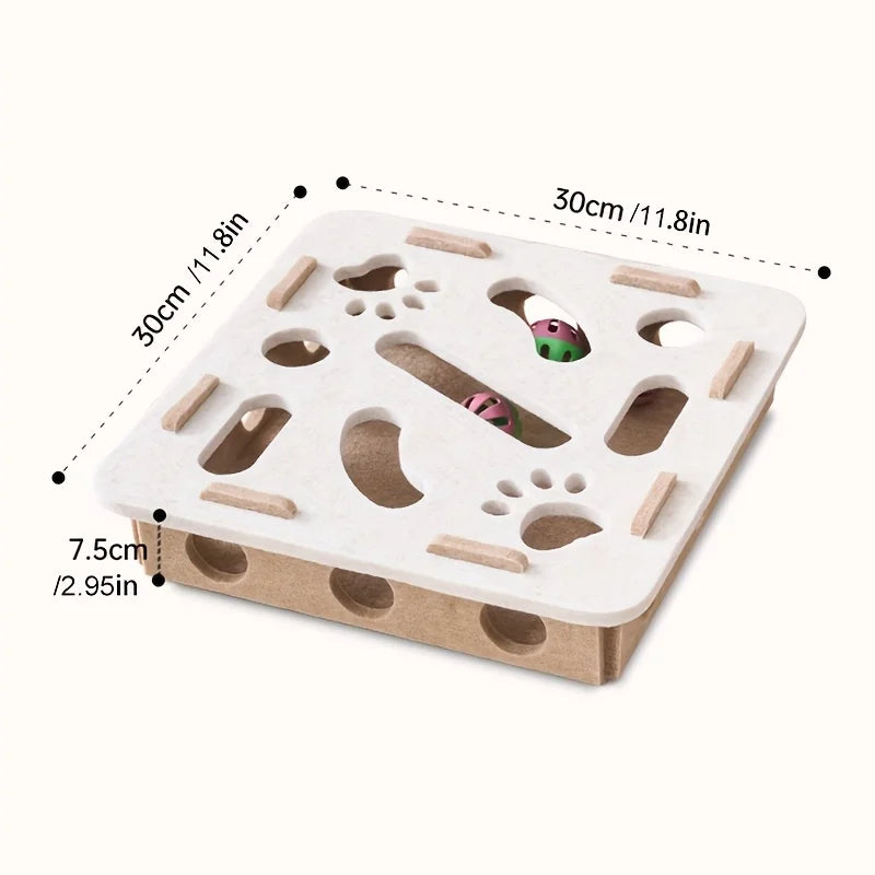 Jouet Puzzle Labyrinthe en Feutre pour Chat – Tunnel & Clochette Interactif