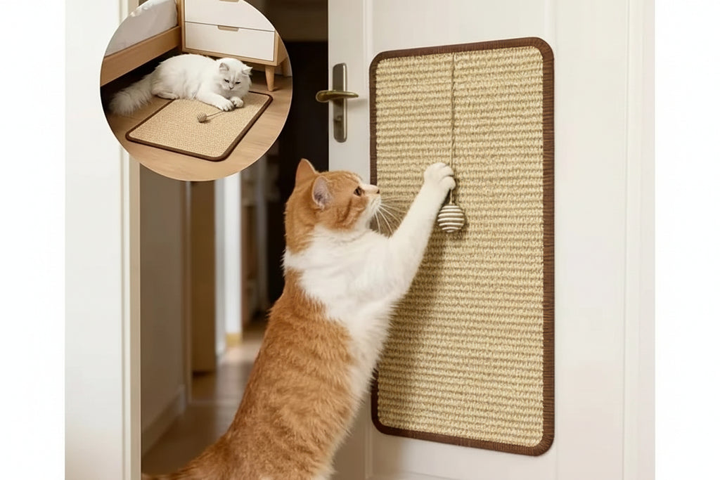 Griffoir Vertical en Sisal avec Balle Suspendue pour Chat – Gain de Place