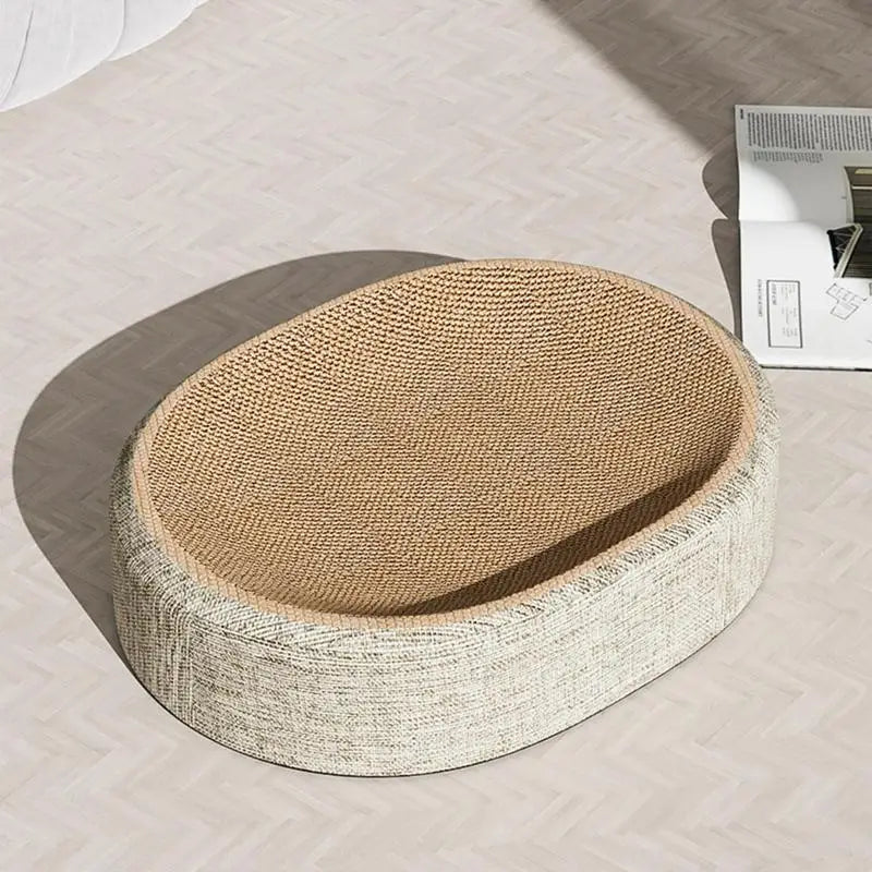 Griffoir Ovale en Sisal pour Chat – Lit & Grattoir 2-en-1