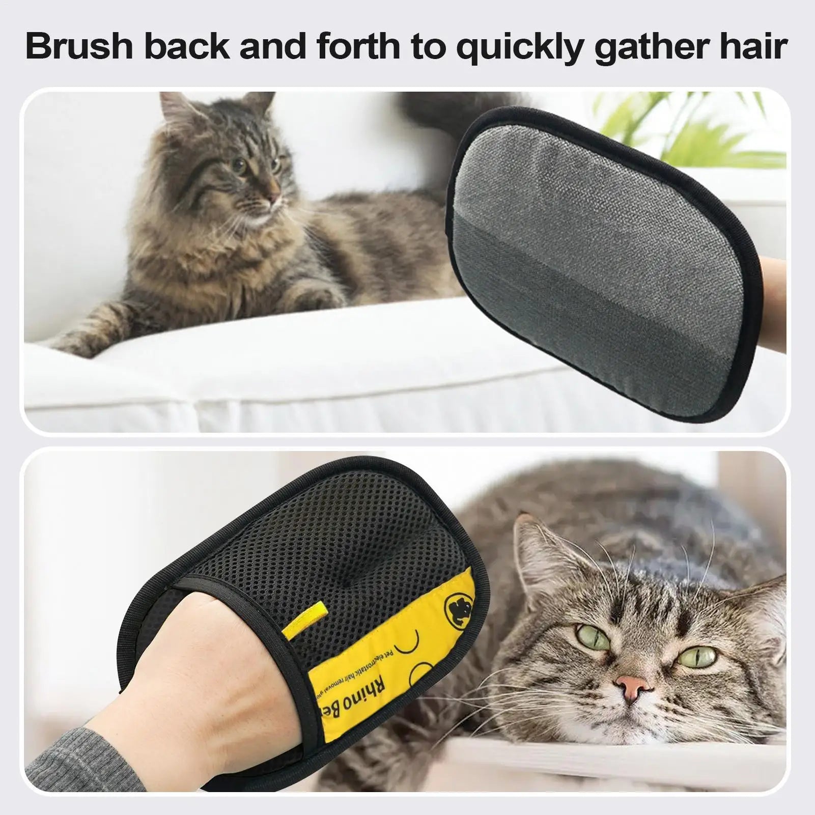 Gants de Toilettage Double Face Anti-Poils pour Chien et Chat