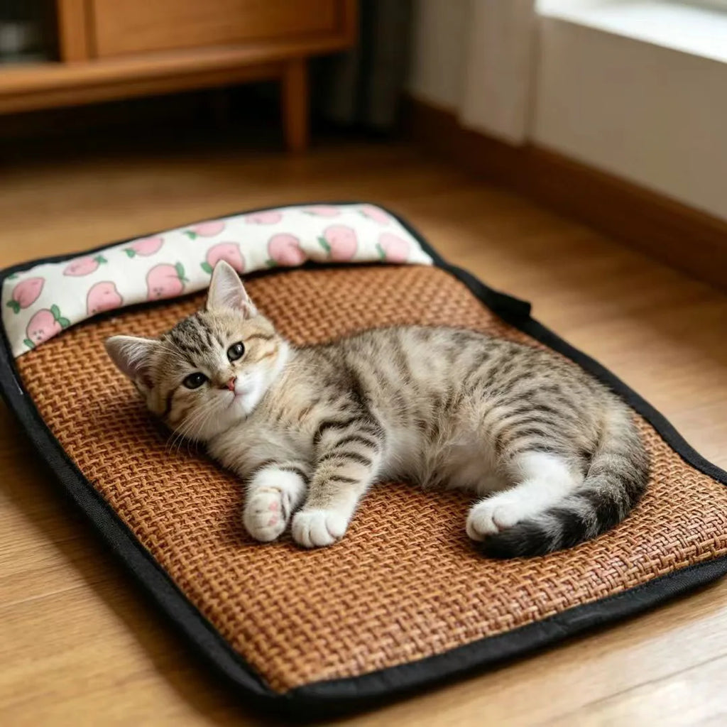 Tapis en Rotin Rafraîchissant pour Chat et Chien – Intérieur & Extérieur