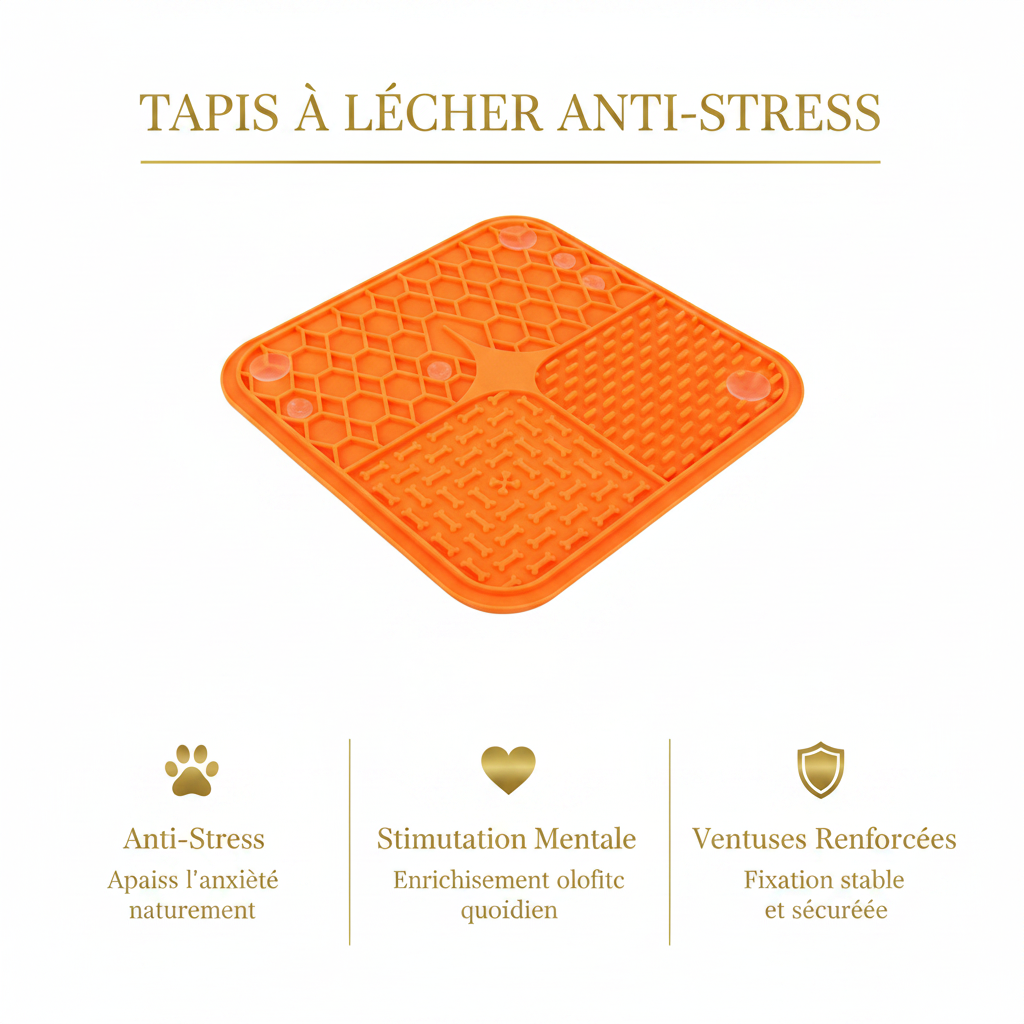 Tapis à Lécher Anti-Stress pour Chien et Chat – Ventouses Renforcées